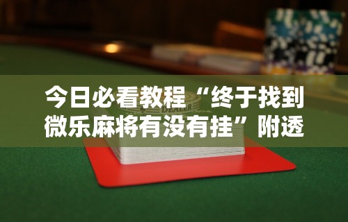 今日必看教程“终于找到微乐麻将有没有挂”附透视挂详细教程