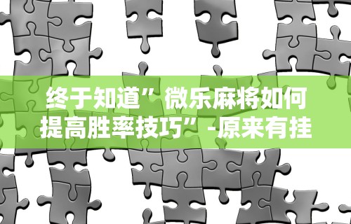8秒详论“微乐山东麻将开挂免费下载安装”原来可以开挂