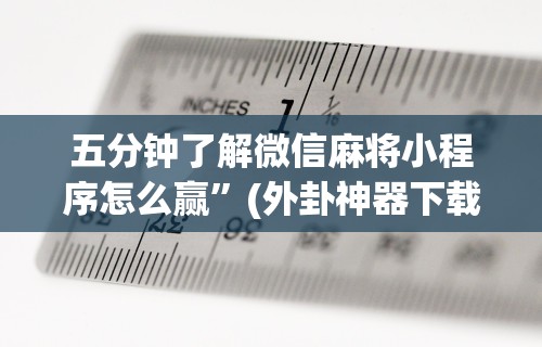 五分钟了解微信麻将小程序怎么赢”(外卦神器下载)