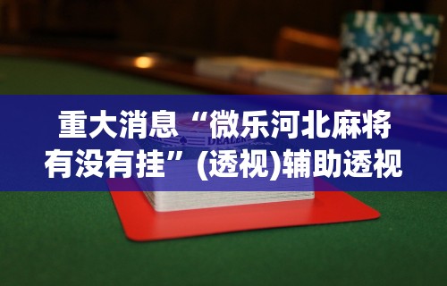 重大消息“微乐河北麻将有没有挂”(透视)辅助透视教程